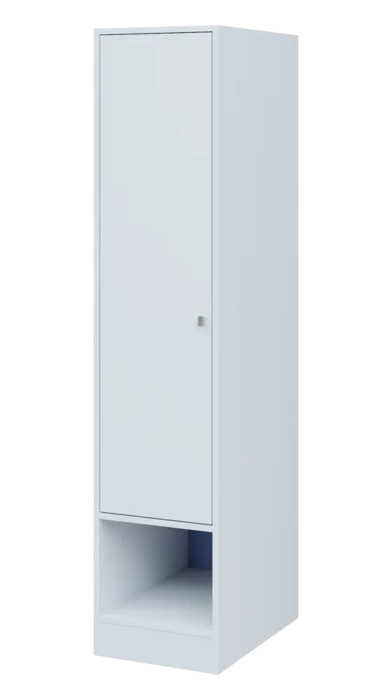 QN 5 - 4STN skříň šatní, 1-dveřová, levá, výsuvné ramínko, 1830x400x600, bílá/blankyt